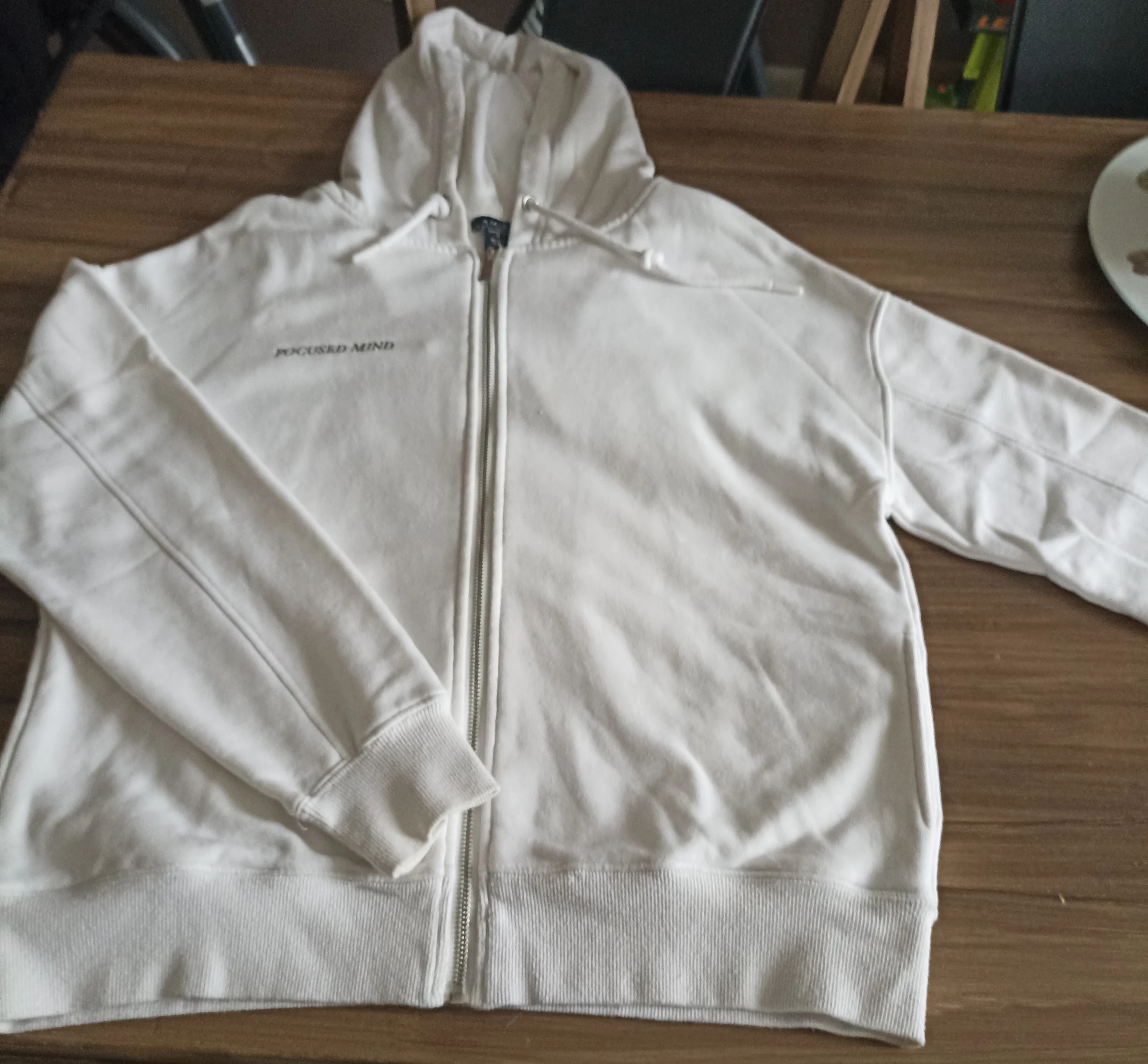 Moletom com capuz e zíper branco AMISU - Estilo Oversize Despojado – photo 5